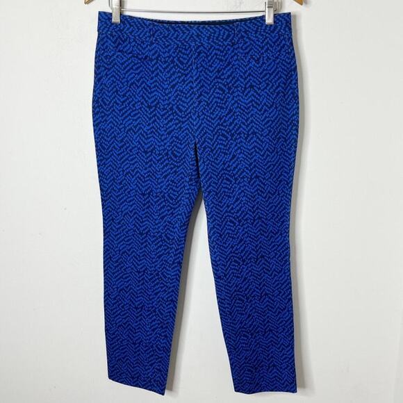 Banana Republic Women's Sloan Pants 6 Blue Ankle Anna Geometric Print Stretch - Picture 2 of 9